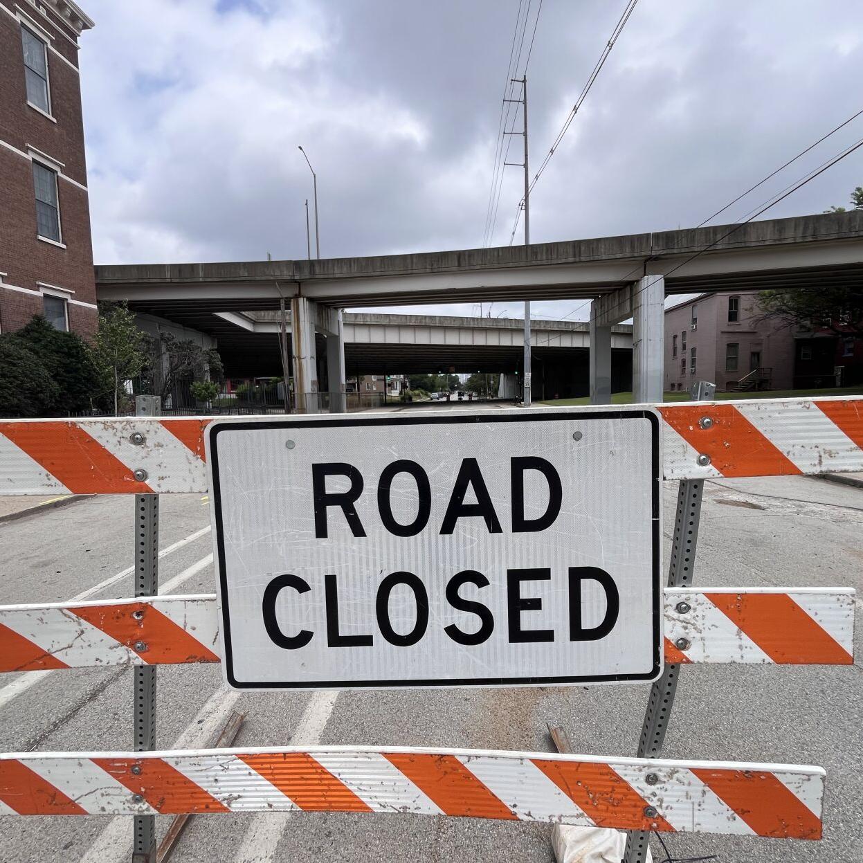 Road closed sign